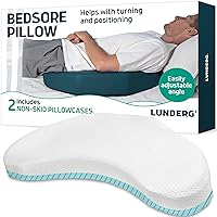 Lunderg Bedsore Pillow Positioning Wedge - with 2 Non-Slip Pillowcases & Adjustable Slope - Pressure Ulcer Cushion for Bed Sore Prevention - Stay on The Side and Stay Off The Back