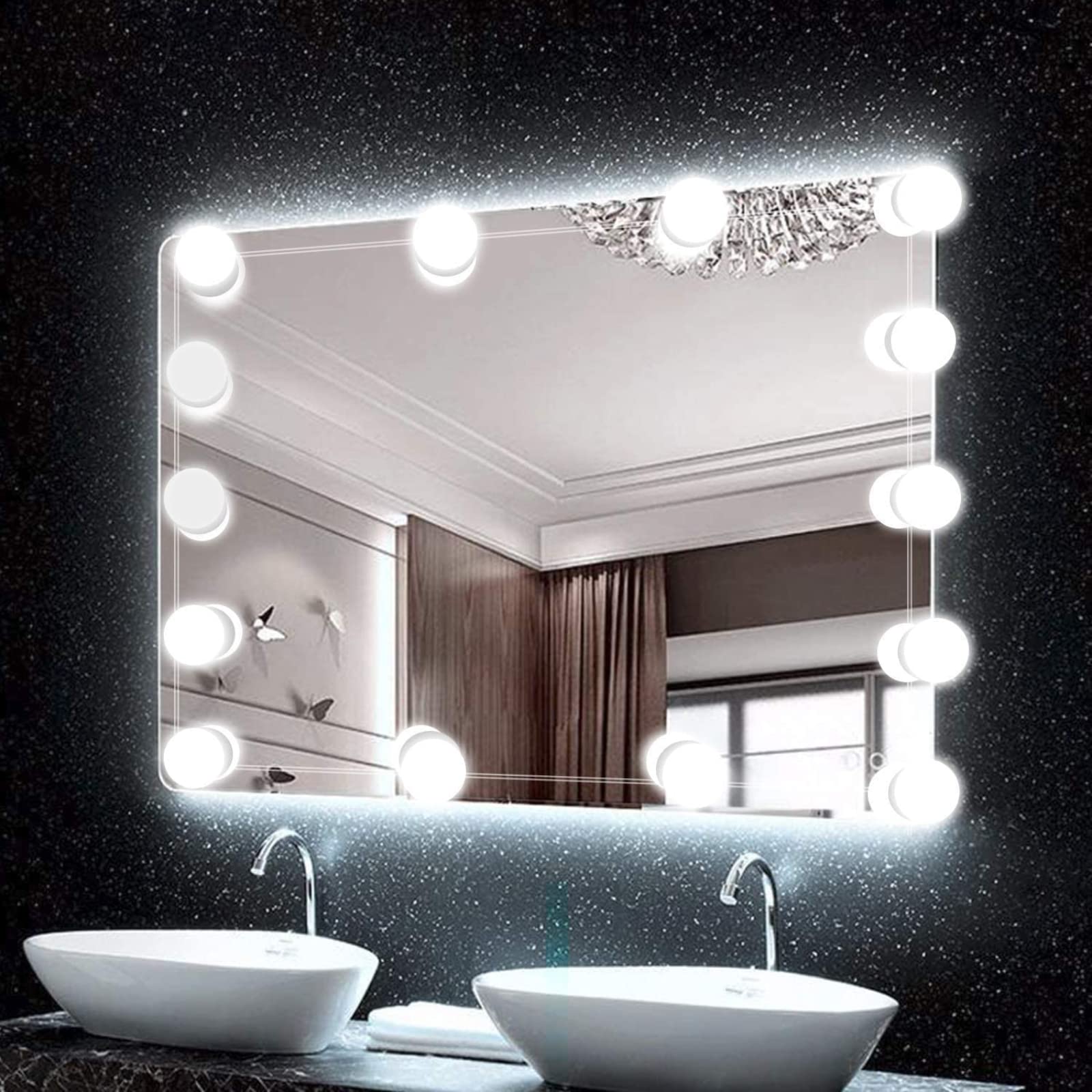 Hollywood Style Led Vanity Mirror Lights Kit - Vanity Lights Have 10 Dimmable Light Bulbs for Makeup Dressing Table and Power Supply Plug in Lighting Fixture Strip, White (No Mirror Included)