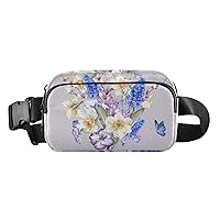 ALAZA Spring Floral Butterfly Belt Bag Waist Pack Pouch Crossbody Bag with Adjustable Strap for Men Women College Hiking Running Workout Travel