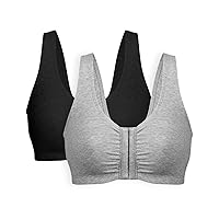 Bestform 5006014 Comfortable Unlined Wireless Cotton Stretch Sports Bra with Front Closure