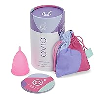 Menstrual Cup - Reusable Soft and Flexible 100% Medical Grade Silicone Cup with Travel Pouch - Leak Free and Reliable with Size Replacement Guarantee (Small)