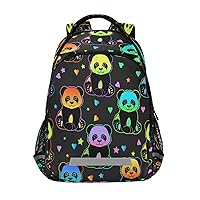Bright Colorful Rainbow Panda Backpacks Travel Laptop Daypack School Book Bag for Men Women Teens Kids