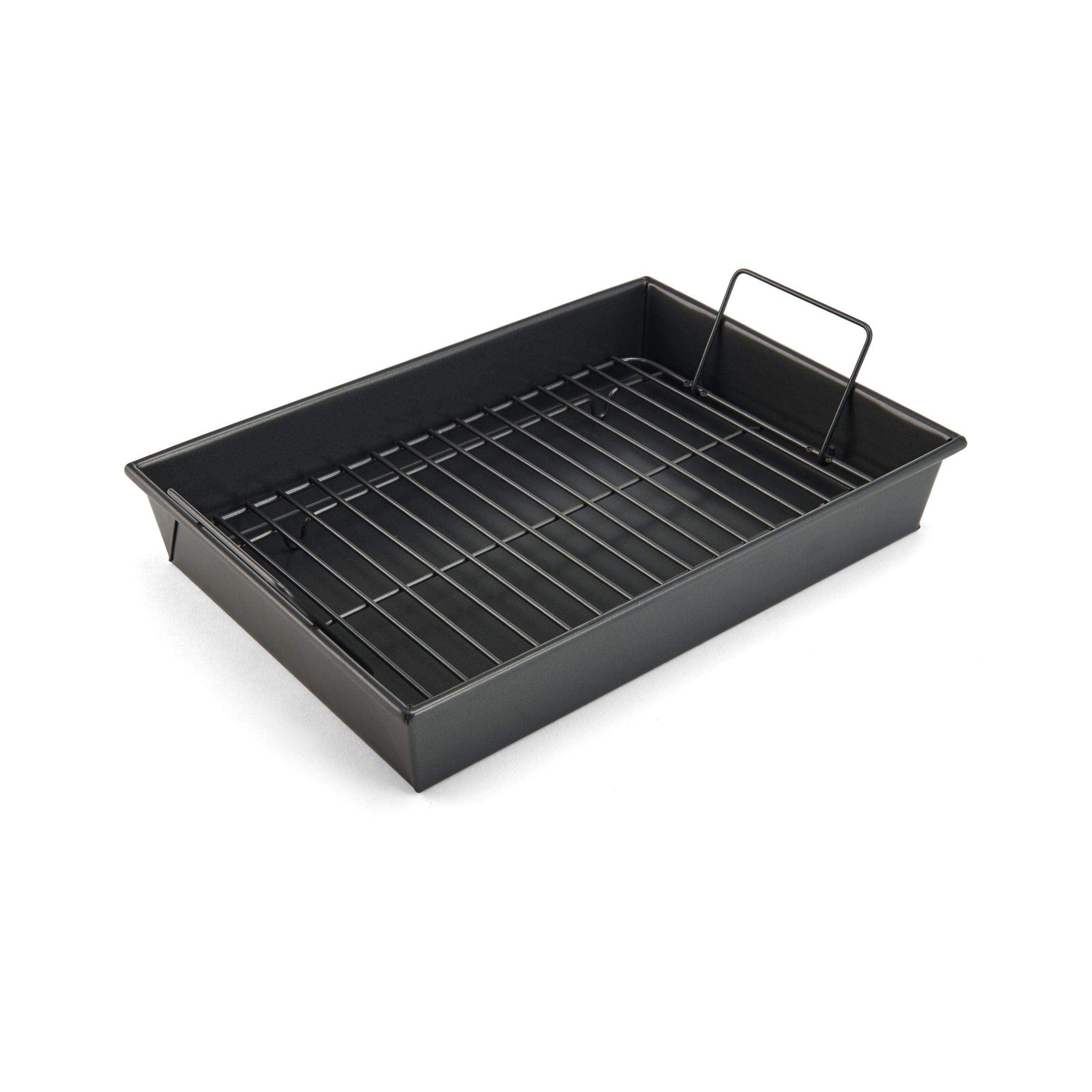 Chicago Metallic Pro Non-Stick Roast and Broil Baking Pan with Rack, 13-Inch-by-9-Inch, Dark Gray