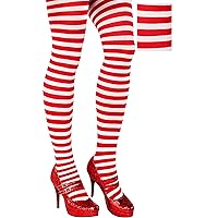 Red & White Candy Stripe Tights - Fits Women (1 Count) - Perfect for Festive & Fun Occasions