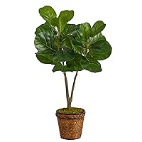 Nearly Natural 33in. Fiddle Leaf Fig Artificial Tree in Basket
