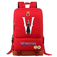 Casual Wednesday Addams Graphic Backpack Lightweight Daypack with USB Port-Canvas Book Bag for Daily Life