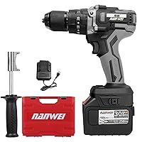Cordless Drill Driver,21V Cordless Drill Driver Batteries Max Torque 200N.m 20+3 Position 0-2150RMP Variable Speed Impact Hammer Drill Screwdriver With PlasticTool Box