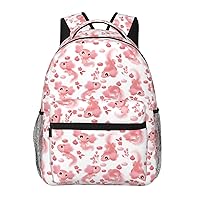 Cute Pink Axolotl Large Backpack For Men Women Personalized Laptop Tablet Travel Daypacks Shoulder Bag