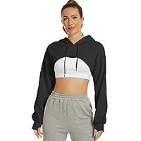 Kissonic Women's Long Sleeve Super Crop Top Hoodies Athletic Cropped Pullover Casual Sweatshirts