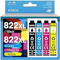 822XL Ink Cartridges Combo Pack Replacement for Epson 822 T822 822XL 822 XL High-Capacity Ink Cartridge for WorkForce Pro WF-3820 WF-4820 WF-4830 WF-4833 WF-4834 Printers(Black, Cyan, Magenta, Yellow)