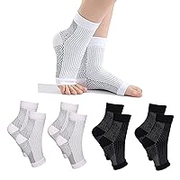 VQRZG 4 Pairs Soothe Socks for Neuropathy Pain Women, Neuropathy Socks for Women Men, Compression Socks Relieving Ankle Swelling Soreness (S/M)