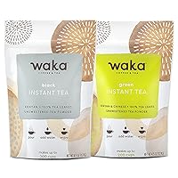 Waka Quality Instant Tea — Unsweetened 2 Bag Tea Combo — 100% Tea Leaves — Green, Black, 4.5 oz Per Bag