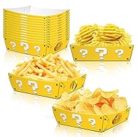 OULUN 12PCS Mario Party Supplies, Super Bros Birthday Party Decorations, Question Mark Golden Party Snack Boats, Nacho Cardboard Hot Dog Popcorn
