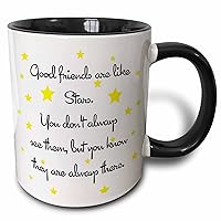 3dRose Good Friends are Like Stars Two Tone Mug, 1 Count (Pack of 1), Black