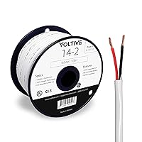 Voltive 14/2 Speaker Wire - 14 AWG/Gauge 2 Conductor - UL Listed in Wall Rated (CL2/CL3) - Oxygen-Free Copper (OFC) - 100 Foot Spool - White