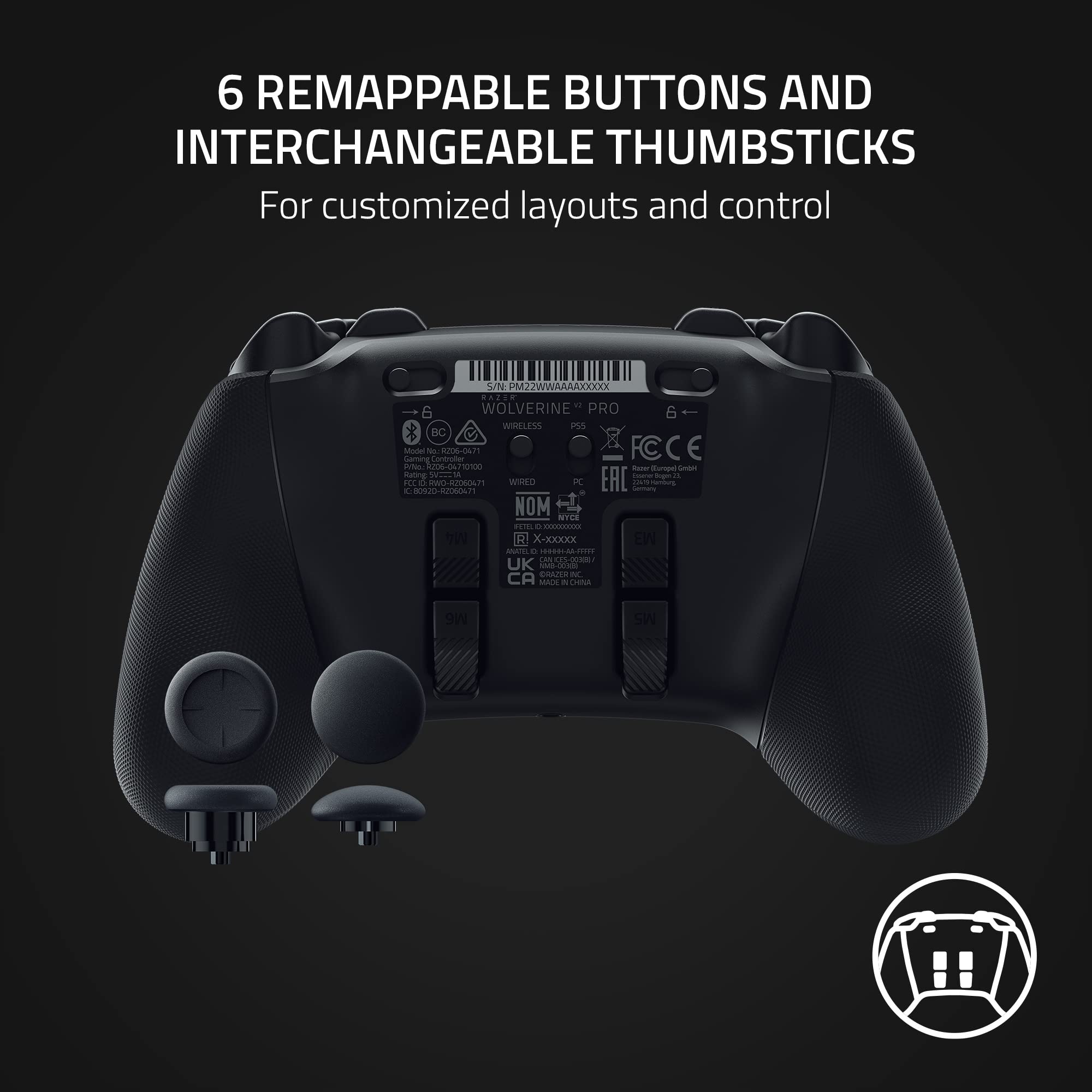 Razer Wolverine V2 Pro Wireless Gaming Controller for PlayStation 5 / PS5, PC: Mecha-Tactile Action Buttons - 8-Way Microswitch D-Pad - HyperTrigger - 6 Remappable Buttons - Chroma RGB   - Black