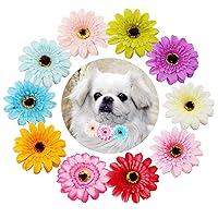 10pcs Dog Collar Flowers for Small and Medium Puppy Doggy Animals Sliding Collar Charms Grooming Accessories Daisy Collar Flowers Attachment Embellishment