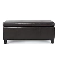 Christopher Knight Home Breanna Leather Storage Ottoman, Brown