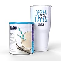 HMR 120 Shake and Tumbler Starter Set (Vanilla) - Vanilla Shake Meal Replacement Powder, 12g Protein, 120 Cal., Canister of 12 Servings paired with an HMR Extra Large 28 Oz. Stainless Tumbler