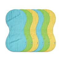 Green Sprouts Organic Cotton Muslin Burp Cloths, Hypoallergenic, Standard 100 by Oeko-TEX® Certified, Tested for Hormones, Aqua, 6-Pack