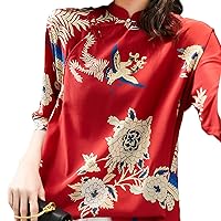 Vintage Buckle Cheongsam Shirt Chinese Style Stand Collar Blouses Summer Loose Top for Women Casual Hanfu Party Tops