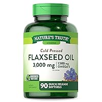 Flaxseed Oil Softgels | 90 Count | Cold Pressed, Non-GMO & Gluten Free Supplement | by Nature's Truth