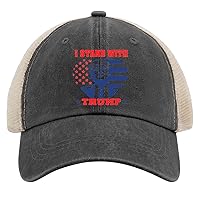 I Stand with Trump American Flag Golf Hat Women's Hats & Caps AllBlack Dad Hats for Men Gifts for Him Baseball Hat