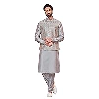 Indian Ethnic Traditional Designer Groom Wedding Kurta Pyjama With Jacket Outfit For Men