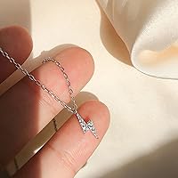 NC Women's Pendant Necklaces - 925 Sterling Silver Delicate Lightning Exquisite Necklace Shiny Full Diamond Zircon Geometric Pendant Party for Girls