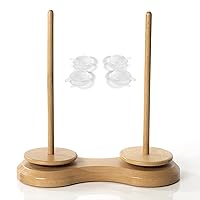 Double Wooden Yarn Holder; Revolving Yarn Ball Stand, Dispenses and Holds Balled Skeins for Crocheting or Knitting; Lazy Kate for Plying; Yarn Keeper
