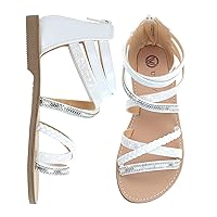 Vonair Girls Gladiator Sandals Cute Strappy Sandals with Zipper Summer Shoes for Little/Big Kids