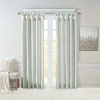 Madison Park Emilia Faux Silk Single Curtain with Privacy Lining, DIY Twist Tab Top, Window Drape for Living Room, Bedroom and Dorm, 50x120, Dusty Aqua