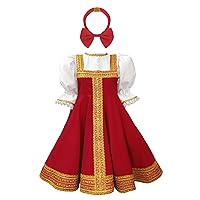 CHICTRY Russian Girls Traditional Costume Puff Sleeve Princess Party Dress Up Outfit with Headpiece