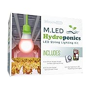 Miracle LED Hydroponics LED Indoor Grow Light Kit - Includes 1 Absolute Daylight Red Spectrum 100W Replacement Grow Light Bulbs & 1 Single-Socket Corded Fixture with SproutMatic Timer (2-Pack)