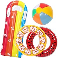 4 Pack Inflatable Pool Floats Fruit Tube Rings, Pool Floats for Kids Inflatable Swimming Rings, Pool Floats Toys, Beach Ball Summer Beach Water Float Party Toys for Kids River Raft Lounge Swim Tube