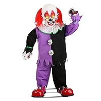 Fun Costumes Little Killer Clown with Knife Animatronic Decoration, Lifelike Step-pad Activated Clown Halloween Decoration