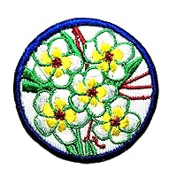 Sun Flower Retro Lotus Embroidery Sew On Patches for Clothing Clothes DIY Apparel Accessories Circle Design (Sun Flower)