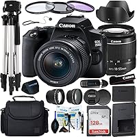 EOS 250D / Rebel SL3 DSLR Camera with EF-S 18-55mm Lens +Sunshine Photo Accessory Bundle Includes: SanDisk 128GB Memory Card Full Size Tripod Gadget Case and Much More (Renewed) (Intl. Version)