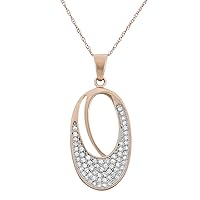 Mother's Day Gift For Her 1/3CTTW Oval Shape Pave Set Diamond Pendant in Sterling Silver