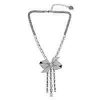 Betsey Johnson Womens Pavé Bow Necklace