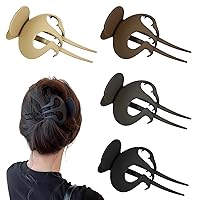 LYDZTION 4 Pack 4.9'' French Curved Flat Hair Claw Clips for Women Girls Thick Thin Hair,Strong Hold Jaw Clips for Hair Non-slip Hair Clips for Women Hair Accessories Christmas Thanksgiving Gifts