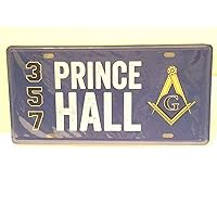 Blue Masonic Prince Hall 357 License Plate with Mason Square