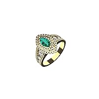 Real Emerald Marquise Shape And Diamond Women Rings In 14k Solid Gold
