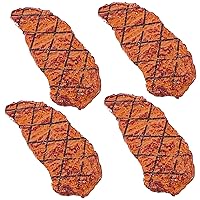 Fake Meat 4PCS Lifelike Simulated Mesh Fake Steak Cooked Roast Beef Faux Food Mini Kids Play Food for Kitchen Toys, Photography Props, Display Fake Meat