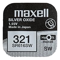 One (1) X Maxell 321 SR616SW SB-AF Silver Oxide Watch Battery 1.55v Blister Packed