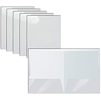 Better Office Products 2 Pocket Glossy Laminated White Paper Folders, Letter Size, 25 Pack, White Paper Portfolios Box of 25 White Folders