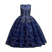 Flowers Girls Tulle Lace Princess Pageant Festival Carnival Floor Long Prom Dance Formal Evening Maxi Dresses
