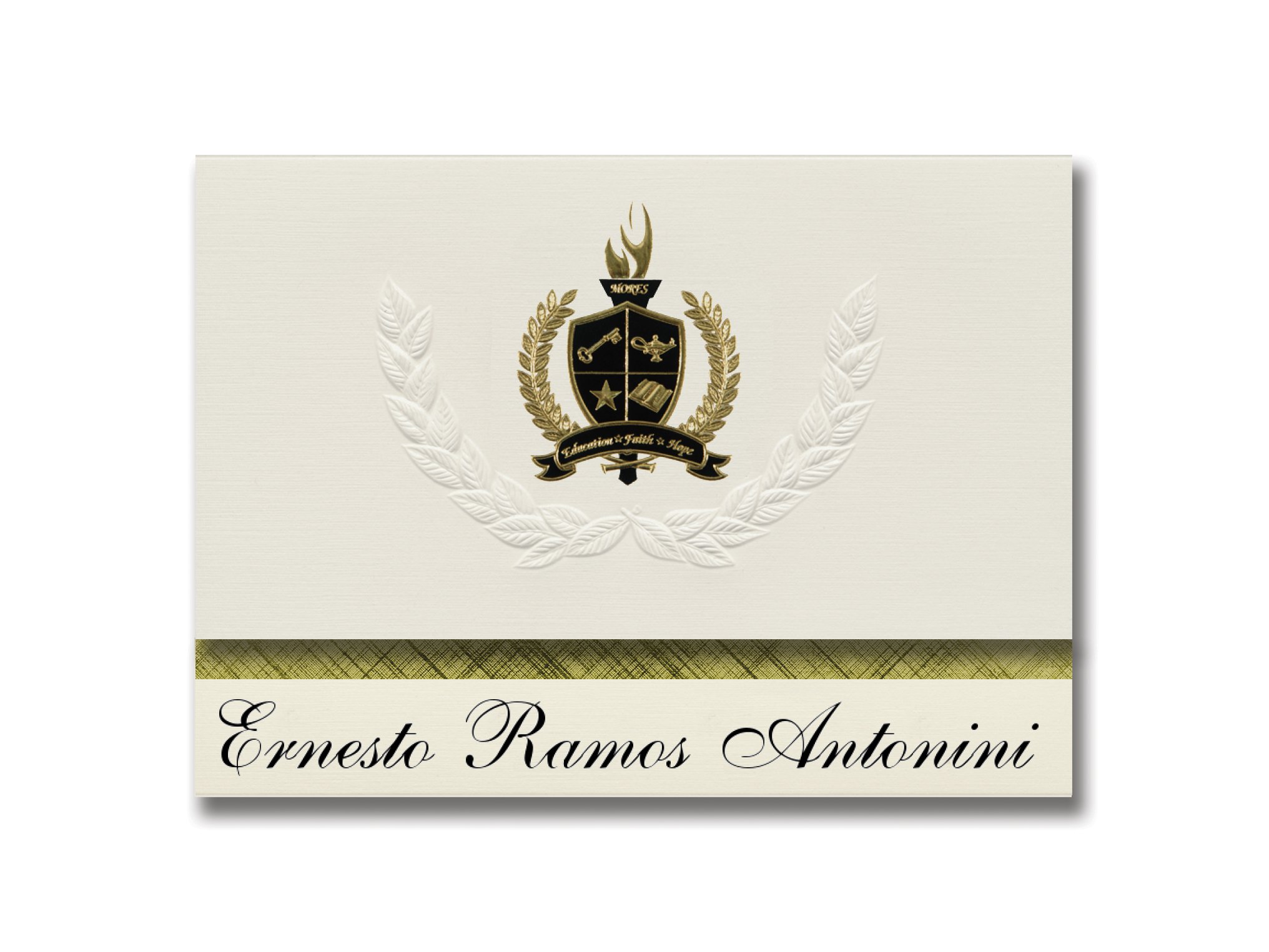 Signature Announcements Ernesto Ramos Antonini (Yauco, PR) Graduation Announcements, Presidential style, Basic package of 25 with Gold & Black Meta...