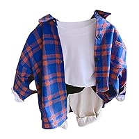 Toddler Stand Up Neck Plaid Shirts Child Color Block Blouse Kid Cute Pattern Warm Spring Autumn Clothes