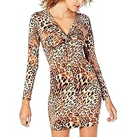 Juniors Leopard-Print Bodycon Dress (Leopard, Large)